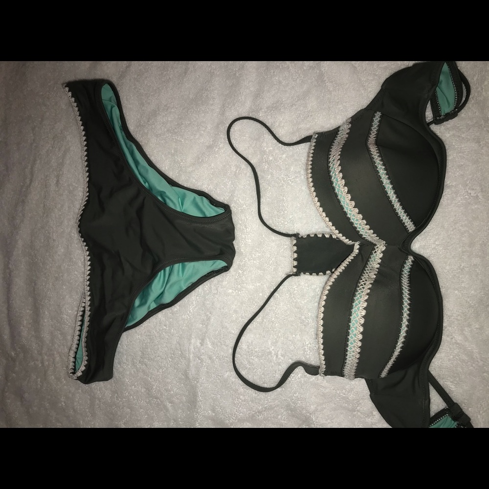 Green Embroidered Bikini